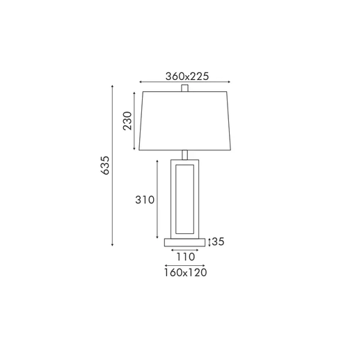 SQUARE TABLE LAMP BLACK METAL WHITE FABRIC SHADE  L36*W22*H63.5cm 1*E27 DENNIS - изображение 2