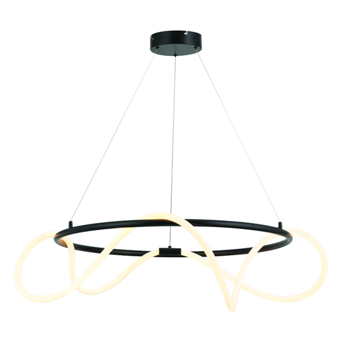 ^PENDANT LAMP LED 60W 3000K 3400LM WAVE BLACK METAL IP20 D80XH230CM