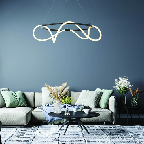 ^PENDANT LAMP LED 60W 3000K 3400LM WAVE BLACK METAL IP20 D80XH230CM - изображение 2