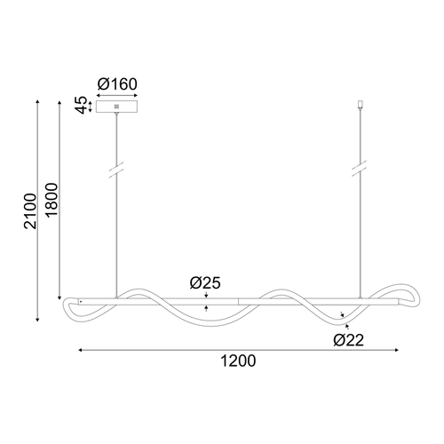 ПЕНДЕЛ LED 36W 3000K 2000LM KYMA  ЧЕРЕН МЕТАЛ IP20 120Χ6XΗ215CM - изображение 2