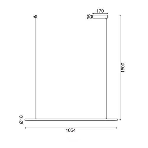 ^PENDANT LIGHTING LED 18W 3000K 1440LM BLACK ALUMINUM TOUCH DIMMER 105Χ1,8ΧΗ150CM AVENUE - изображение 2