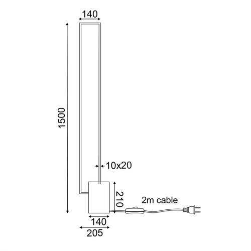 FLOOR LIGHTING LED 35W 3000K 2800LM AELIA BLACK METAL IP20 20,5X14XH150CM - изображение 3