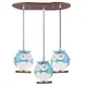 PENDANT LUMINAIRE3XE14 BLUE PLASTIC OWL 50Χ30ΧΗ100CM KOKKA