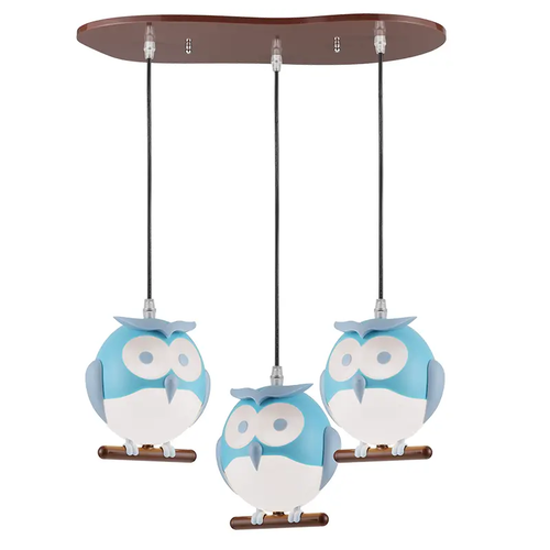 PENDANT LUMINAIRE3XE14 BLUE PLASTIC OWL 50Χ30ΧΗ100CM KOKKA
