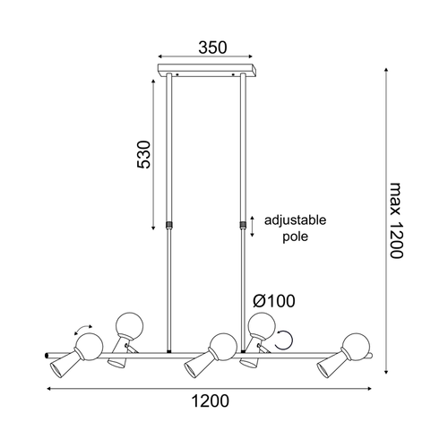 ПЕНДЕЛ 5xG9+5xGU10 KIMOLOS ЗЛАТИСТ МЕТАЛ+БЯЛО СТЪКЛО 120Χ26Χ120CM - изображение 2