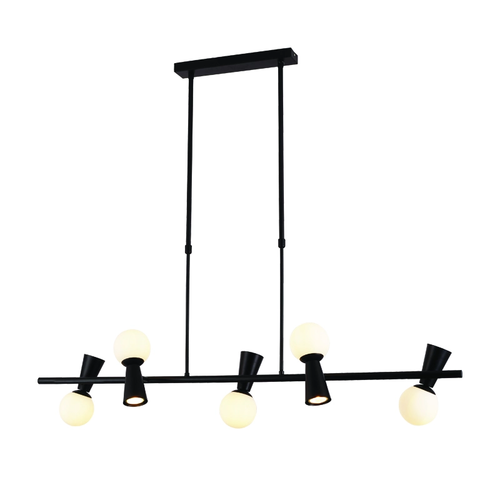 ПЕНДЕЛ 5xG9+5xGU10 KIMOLOS ЧЕРЕН МЕТАЛ+БЯЛО СТЪКЛО 120Χ26Χ120CM