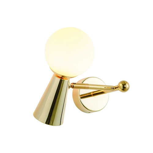 ^WALL L/F 1xG9+1xGU10 KIMOLOS GOLD METAL+ WHITE GLASS 22Χ20Χ17CM
