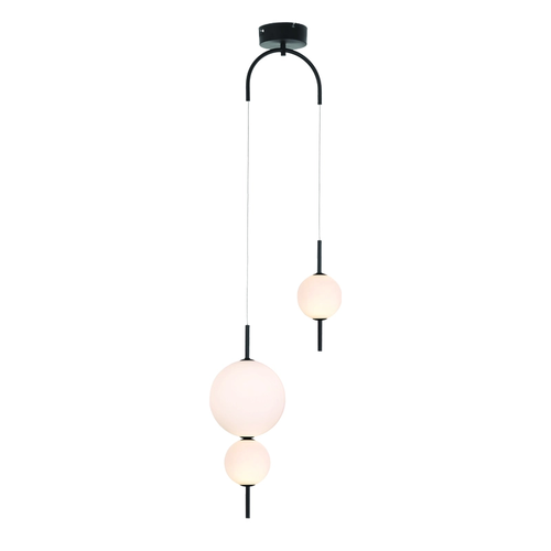 PENDANT LUMINAIRE LED 15W 3000K 1500LM AMELIA BLACK METALIC+WHITE GLASS D37XH130CM