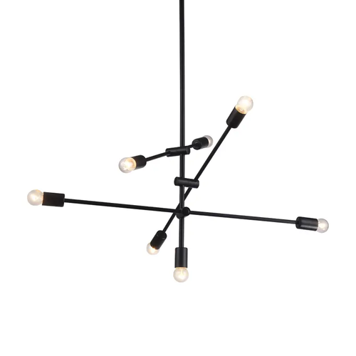 ВИСЯЩА ЛАМПА  7ΧΕ27 ЧЕРНО МЕТАЛНО Φ80ΧΗ130CM LUTHER