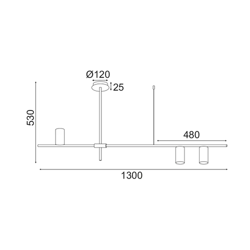 ТАВАННА ЛАМПА 3ΧGU10 ЧЕРНА МЕТАЛНА   130Χ12ΧΗ53CM ARISTO - изображение 2