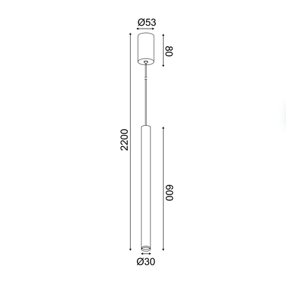 ПЕНДЕЛ LED 5W 3000K 400LM FINO  ЧЕРЕН МЕТАЛ IP20 D3XD5,3XH220CM