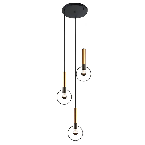 PENDANT LIGHTING 3ΧΕ27 BRASS/BLACK METAL D44ΧΗ136CM MIRACOLO