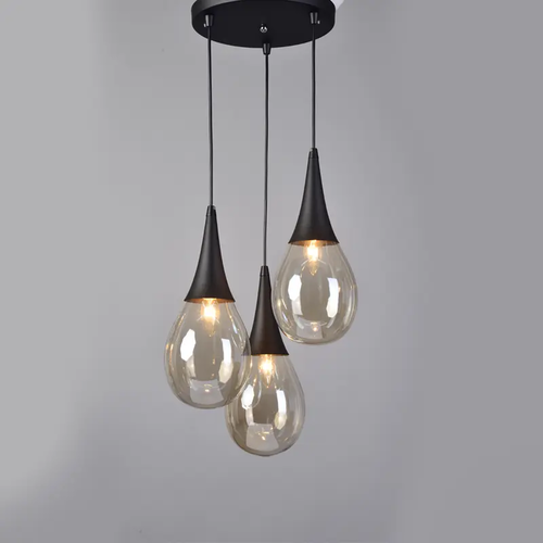PENDANT GLASS 3XE14 AMBER BALLS ATENA
