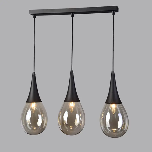 PENDANT GLASS 3XE14 AMBER BALLS ATENA