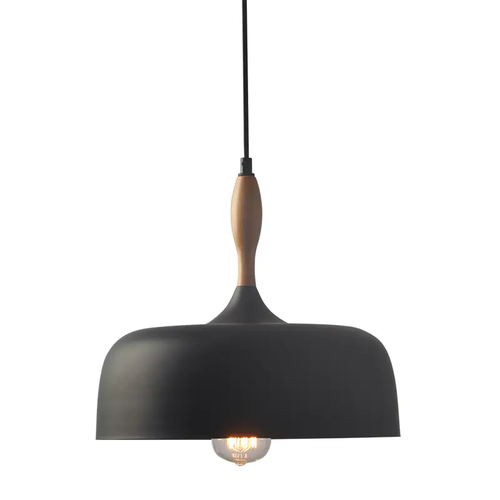 КАБАНА МЕТАЛНА ЧЕРНА С ДЪРВО 1 Χ Ε27 Φ32CM CUBA