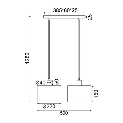 ПЕНДЕЛ 2ΧΕ27 CHIOS КРЕМ ТЕКСТИЛ 50X22XH130CM