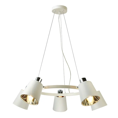 NETTO PENDANT LUMINAIRE 5XE14 WHITE METALLIC + SHADE D73XH100CM NORMA