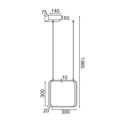 ВИСЯЩА ЛАМПА ЛЕД 14W 3000K 1330LM ЧЕРНО МЕТАЛНО  30X14XH136CM SYMETRIA