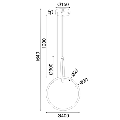 ПЕНДЕЛ LED 24W 3000K 1680LM VENUS ХРОМ МЕТАЛ IP20 40X30XH164CM