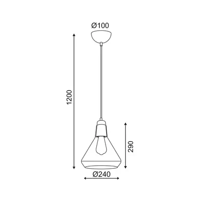 NETTO ПЕНДЕЛ 1XE27 СТЪКЛО + БРОНЗ МЕТАЛ Φ24ΧΗ120CM CIELOS