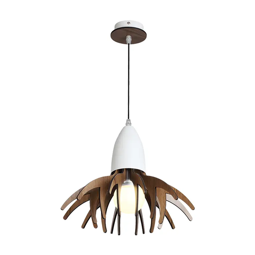 ВИСЯЩА ЛАМПА 1ΧE27 ЦВЯТ ТЪМНО ДЪРВО MDF+БЯЛО МЕТАЛНО Φ35XH80CM ALPS