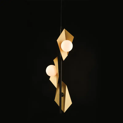 ВИСЯЩА ЛАМПА 3ΧG9 ЗЛАТНО/ЧЕРНО МЕТАЛНО + СТЪКЛО 26Χ26ΧΗ150CM POLYGON - изображение 2