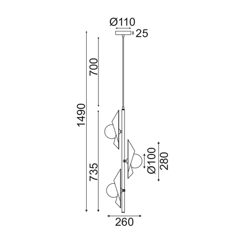 ВИСЯЩА ЛАМПА 3ΧG9 ЗЛАТНО/ЧЕРНО МЕТАЛНО + СТЪКЛО 26Χ26ΧΗ150CM POLYGON - изображение 3