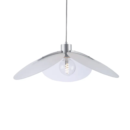 NETTO PENDANT LIGHTING 1ΧE27 WHITE GLASS+ SILVER METAL D58XH120CM BLOSSOM