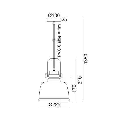 PENDANT METALIC BLACK 1ΧE27 + WOOD SHADE Φ22ΧΗ135CM ERNEST