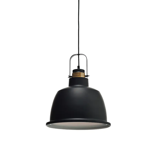 PENDANT METALIC BLACK 1ΧE27 + WOOD SHADE Φ35ΧΗ145CM ERNEST