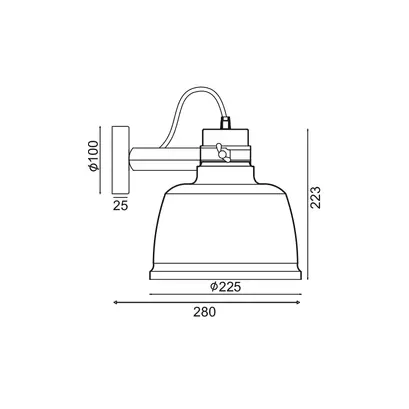 METAL LUMINAIRE 1XE27 Φ20CM BLACK AND WOOD ERNEST