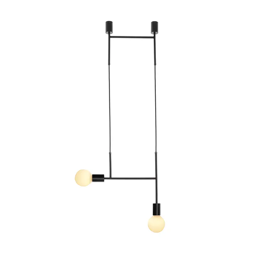 NETTO PENDANT LUMINAIRE 2ΧE27 BLACK METAL 38X4X110CM KYOTO