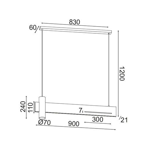 ВИСЯЩА ЛАМПА ЛЕД ЛЕД 1XGU10+ 18W LED 3000K 1440LM ЦВЯТ.ЧЕРНО МРАМУР МЕТАЛНО 90Χ7ΧΗ120CM LINEA - изображение 2