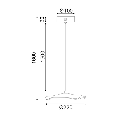 ПЕНДЕЛ  LED 5W 3000K 400LM NINFEA МЕСИНГ МЕТАЛ IP20 D22XH160CM