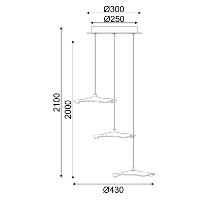 PENDANT LAMP LED 15W 3000K 1050LM NINFEA BRASS METAL IP20 D43XH210CM