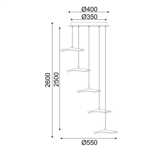 ПЕНДЕЛ LED 25W 3000K 1750LM NINFEA МЕСИНГ МЕТАЛ IP20 D55XH260CM - изображение 3