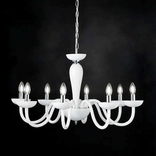 PENDANT LUMINAIR 8XE14 WHITE CRYSTAL + CHROME METAL Φ79×Η168CM LUNARIA