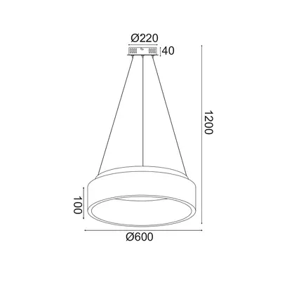 ВИСЯЩА ЛАМПА ЛЕД 48W 3000K 2630LM БЯЛО МЕТАЛНО  D60XH120CM APOLLO