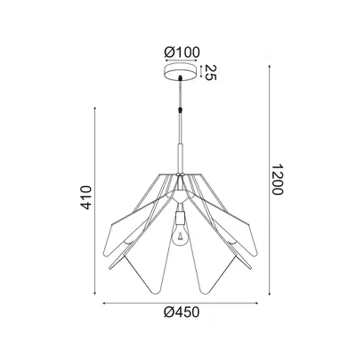 NETTO PENDANT LIGHTING 1ΧE27 WHITE ACRYLIC+ BLACK METAL D45XH120CM ORIGAMI