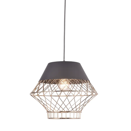 PENDANT 1XE27 METAL GREY+BRASS Φ35ΧΗ120CM MADONNA