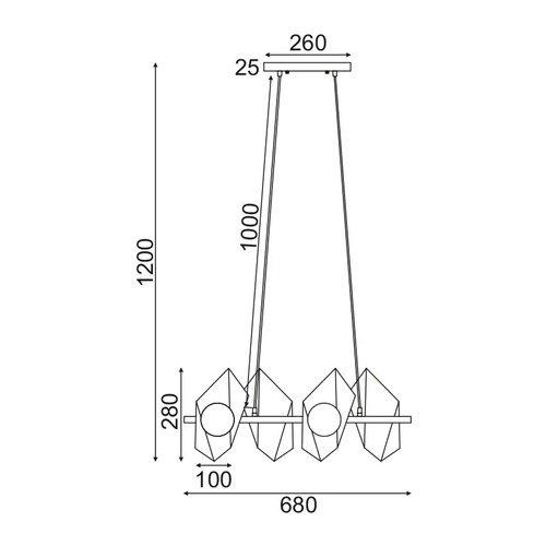 ^PENDANT LIGHTING 4ΧG9 GOLD/BLACK METAL+ GLASS 68Χ26ΧΗ120CM POLYGON - изображение 2