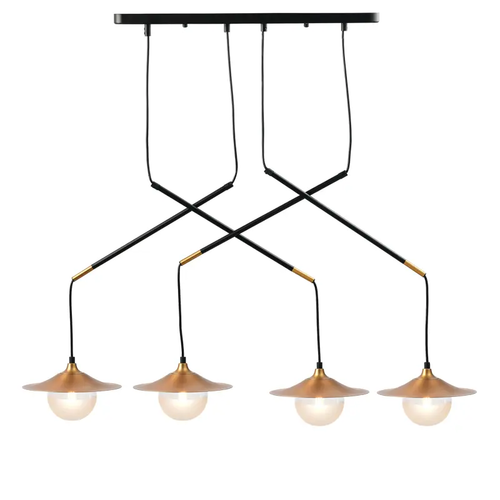 ^PENDANT LIGHTING 4ΧG9 BRASS/BLACK METAL+ GLASS 97X20ΧΗ128CM LAYLA