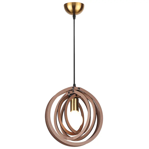 ВИСЯЩА ЛАМПА 1ΧΕ27 СВЕТЛА.КАФЯВА КОЖА MDF D29XH100CM TRITON
