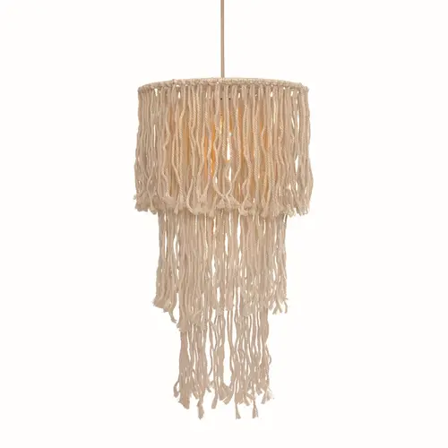 ^PENDANT LIGHTING 1ΧΕ27 THASSOS ECRU MACRAME WOOL D40XH180CM