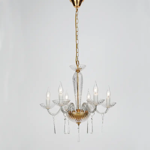 ^PENDANT 6XE14 CLEAR CRYSTAL + GOLD METALΦ54×Η178CM VIOLET
