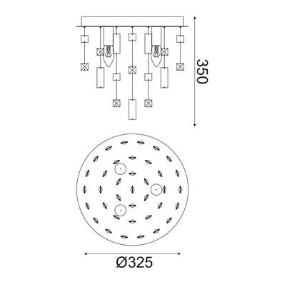 ТАВАННА СВЕТЛИНА 3ΧΕ14 ЦВЯТ МЕТАЛ Φ35ΧΗ32,5CMM SOMER