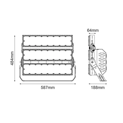 LED HIGH POWER FLOOD LUMINAIRE 720W, 111600LM, 5000K, 40°, 230V AC, IP66, IK10
