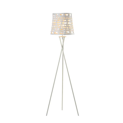 NETTO FLOOR LUMINAIRE 1XE27 METALLIC WHITE+ CANE COLOR:WHITE SHADE /MAT WHITE METAL Φ38ΧΗ152CM AGATHA