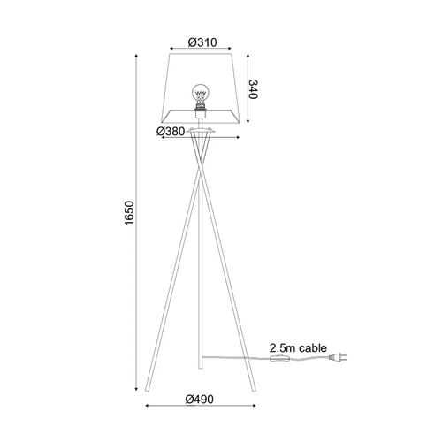 NETTO FLOOR LUMINAIRE 1XE27 METALLIC WHITE+ CANE COLOR:WHITE SHADE /MAT WHITE METAL Φ38ΧΗ152CM AGATHA - изображение 2