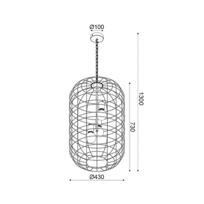 NETTO ПЕНДЕЛ 3ΧΕ27 МЕТАЛ ЧЕРЕН Φ43ΧΗ120CM PROMETHEUS